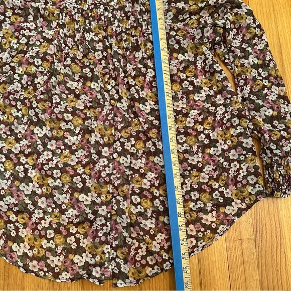 Torrid Floral Crinkle Chiffon Smocked Blouson Long Sleeve Blouse Size 0 (k11) - Picture 7 of 12